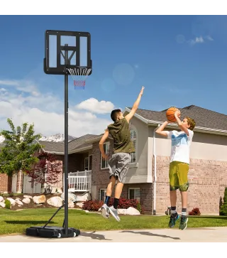 Canasta de Baloncesto con Altura Ajustable 220-365 cm Aro de Baloncesto con Soporte Ruedas Base Rellenable Negro