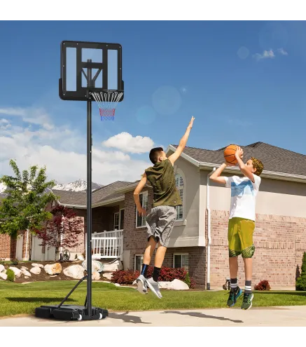 Canasta de Baloncesto con Altura Ajustable 220-365 cm Aro de Baloncesto con Soporte Ruedas Base Rellenable Negro