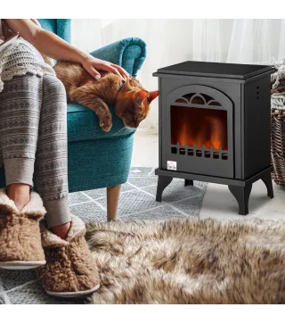 Estufa de Bioetanol 7000 BTU con Tanque de 1,2 L Tiempo de Combustión 3H para Interiores 20-25 m² 41x25x54 cm Negro