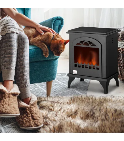 Estufa de Bioetanol 7000 BTU con Tanque de 1,2 L Tiempo de Combustión 3H para Interiores 20-25 m² 41x25x54 cm Negro