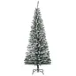 Árbol de Navidad Estrecho 180 cm Árbol Navideño Nevado con 492 Ramas y Soporte de Metal para Salón Verde y Blanco