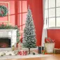 Árbol de Navidad Estrecho 180 cm Árbol Navideño Nevado con 492 Ramas y Soporte de Metal para Salón Verde y Blanco