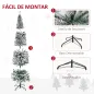 Árbol de Navidad Estrecho 180 cm Árbol Navideño Nevado con 492 Ramas y Soporte de Metal para Salón Verde y Blanco