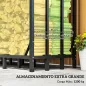 Leñero con Cubierta Soporte para Leña para Exterior con Estructura Reforzada Impermeable 143x70x145 cm Negro