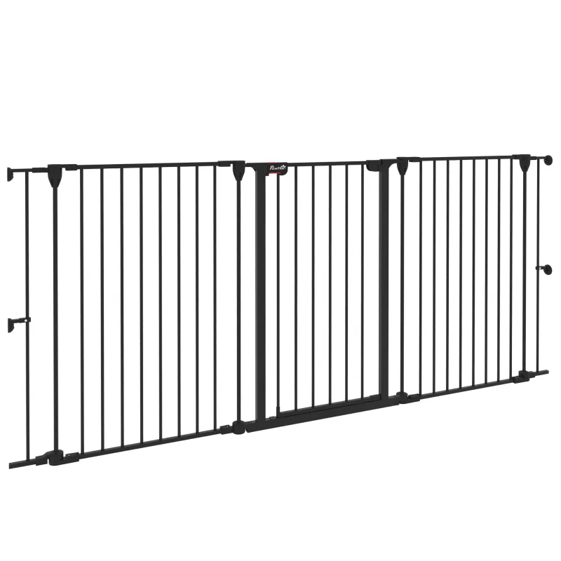 Valla para Mascotas de Acero Plegable con 3 Paneles Doble Cerradura y Función de Bloqueo Auxiliar 206x90 cm Negro Valla para Mascotas de Acero Plegable con 3 Paneles Doble Cerradura y Función de Bloqueo Auxiliar 206x90 cm Negro