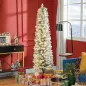 Árbol de Navidad Artificial Nevado 180 cm con 150 Luces LED 329 Ramas y Patas de Metal para Salón Verde y Blanco