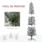 Árbol de Navidad Artificial Nevado 180 cm con 150 Luces LED 329 Ramas y Patas de Metal para Salón Verde y Blanco