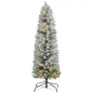 Árbol de Navidad Artificial Nevado 150 cm con 120 Luces LED 263 Ramas y Patas de Metal para Salón Verde y Blanco