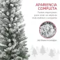 Árbol de Navidad Artificial Nevado 150 cm con 120 Luces LED 263 Ramas y Patas de Metal para Salón Verde y Blanco