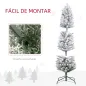 Árbol de Navidad Artificial Nevado 150 cm con 120 Luces LED 263 Ramas y Patas de Metal para Salón Verde y Blanco