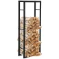 Soporte para Leña de Metal Estante de Leña Leñero de Exterior para Interior y Exterior Carga 100 kg 60x25x150 cm Negro