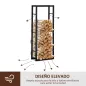 Soporte para Leña de Metal Estante de Leña Leñero de Exterior para Interior y Exterior Carga 100 kg 60x25x150 cm Negro