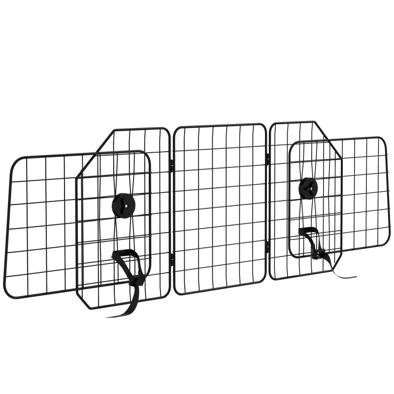 Barrera Protectora de Coche para Perros con Anchura Ajustable Rejilla para Perros de Coche Plegable 93-150x42 cm Negro