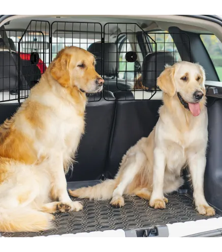 Barrera Protectora de Coche para Perros con Anchura Ajustable Rejilla para Perros de Coche Plegable 93-150x42 cm Negro