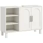 Mueble bajo Lavabo Mueble de Baño Moderno con 2 Puertas y Estantes Ajustables 90x30x63 cm Crema