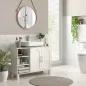 Mueble bajo Lavabo Mueble de Baño Moderno con 2 Puertas y Estantes Ajustables 90x30x63 cm Crema