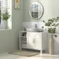 Mueble bajo Lavabo Mueble de Baño Moderno con 2 Puertas y Estantes Ajustables 90x30x63 cm Crema