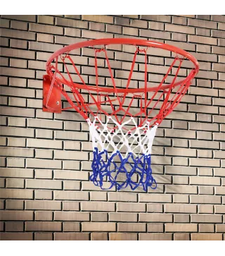 Canasta de Baloncesto de Pared Ø46 cm Aro de Baloncesto con Red de Baloncesto Marco Metálico y 12 Ganchos Rojo