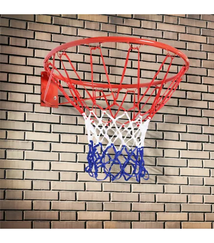 Canasta de Baloncesto de Pared Ø46 cm Aro de Baloncesto con Red de Baloncesto Marco Metálico y 12 Ganchos Rojo