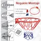 Canasta de Baloncesto de Pared Ø46 cm Aro de Baloncesto con Red de Baloncesto Marco Metálico y 12 Ganchos Rojo