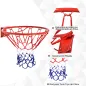 Canasta de Baloncesto de Pared Ø46 cm Aro de Baloncesto con Red de Baloncesto Marco Metálico y 12 Ganchos Rojo