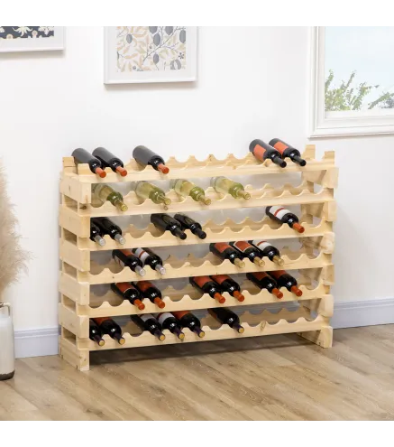 Botellero de Madera de 6 Niveles 72 Botellas Botellero Vertical Carga 100 kg para Cocina Bar 114x28x85 cm Madera Natural