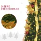 Árbol de Navidad Plegable con Luces LED en Blanco Cálido y Adornos Pre-instalados para Interior Ø50x150 cm Verde