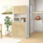 Mueble Auxiliar de Cocina con Puertas Cajón y Estantes Ajustables Antivuelco 80x40x180 cm Natural y Blanco