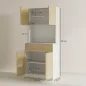 Mueble Auxiliar de Cocina con Puertas Cajón y Estantes Ajustables Antivuelco 80x40x180 cm Natural y Blanco