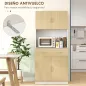 Mueble Auxiliar de Cocina con Puertas Cajón y Estantes Ajustables Antivuelco 80x40x180 cm Natural y Blanco