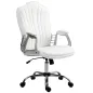 Silla de Escritorio Giratoria con Altura Ajustable Reposabrazos Respaldo Curvado Función de Basculante Blanco