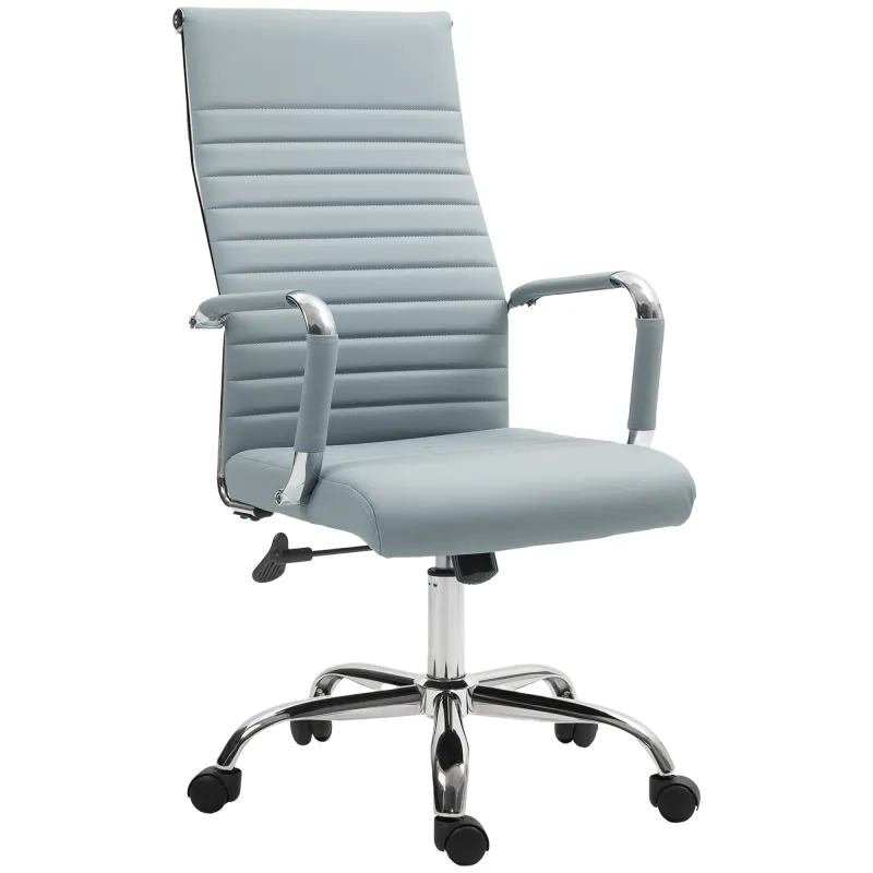 Silla de Escritorio Giratoria con Respaldo Alto Altura Ajustable Función Basculante y Reposabrazos Gris Claro