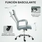 Silla de Escritorio Giratoria con Respaldo Alto Altura Ajustable Función Basculante y Reposabrazos Gris Claro