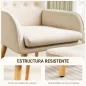 Sillón con Reposapiés Sillón Lectura con Respaldo Alto Capitoné Patas de Madera y Tapizado en Lino Beige
