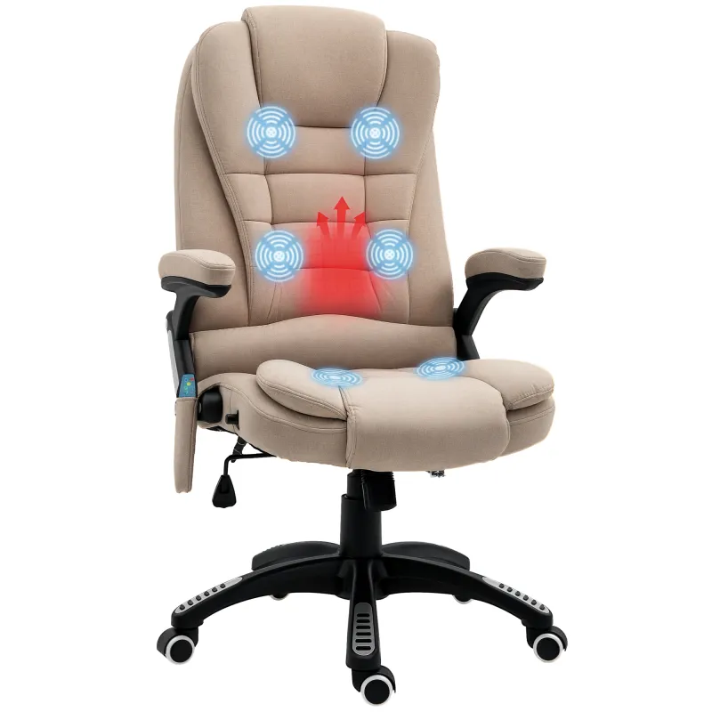 Silla Oficina con Masaje de 6 Puntos con Función Basculante con Calefacción Altura Ajustable 67x74x107-116 cm cm Caqui Silla Oficina con Masaje de 6 Puntos con Función Basculante con Calefacción Altura Ajustable 67x74x107-116 cm cm Caqui
