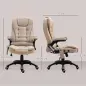 Silla Oficina con Masaje de 6 Puntos con Función Basculante con Calefacción Altura Ajustable 67x74x107-116 cm cm Caqui