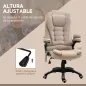 Silla Oficina con Masaje de 6 Puntos con Función Basculante con Calefacción Altura Ajustable 67x74x107-116 cm cm Caqui