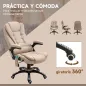 Silla Oficina con Masaje de 6 Puntos con Función Basculante con Calefacción Altura Ajustable 67x74x107-116 cm cm Caqui