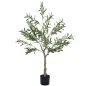 Planta Artificial Decorativa de 120 cm Árbol de Olivo con 450 Hojas y 20 Aceitunas en Maceta para Interior Verde