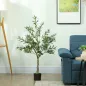 Planta Artificial Decorativa de 120 cm Árbol de Olivo con 450 Hojas y 20 Aceitunas en Maceta para Interior Verde