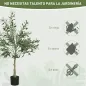 Planta Artificial Decorativa de 120 cm Árbol de Olivo con 450 Hojas y 20 Aceitunas en Maceta para Interior Verde