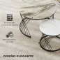 Juego de 2 Mesas Nido Mesas de Centro para Salón Redondas con Tablero con Diseño de Mármol Gris y Blanco