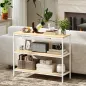 Consola de Recibidor con 3 Estantes Abiertos y Patas de Metal para Pasillo Entrada Salón Dormitorio Natural y Blanco