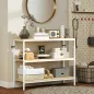 Consola de Recibidor con 3 Estantes Abiertos y Patas de Metal para Pasillo Entrada Salón Dormitorio Natural y Blanco