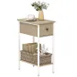 Mesa Auxiliar Estrecha con Cajón Estante Abierto y Estructura Metálica para Salón Dormitorio 25x39,8x58,2 cm Natural
