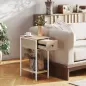 Mesa Auxiliar Estrecha con Cajón Estante Abierto y Estructura Metálica para Salón Dormitorio 25x39,8x58,2 cm Natural Mesa Auxiliar Estrecha con Cajón Estante Abierto y Estructura Metálica para Salón Dormitorio 25x39,8x58,2 cm Natural