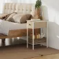 Mesa Auxiliar Estrecha con Cajón Estante Abierto y Estructura Metálica para Salón Dormitorio 25x39,8x58,2 cm Natural