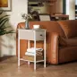 Mesa Auxiliar Estrecha con Cajón Estante Abierto y Estructura Metálica para Salón Dormitorio 25x39,8x58,2 cm Natural Mesa Auxiliar Estrecha con Cajón Estante Abierto y Estructura Metálica para Salón Dormitorio 25x39,8x58,2 cm Natural