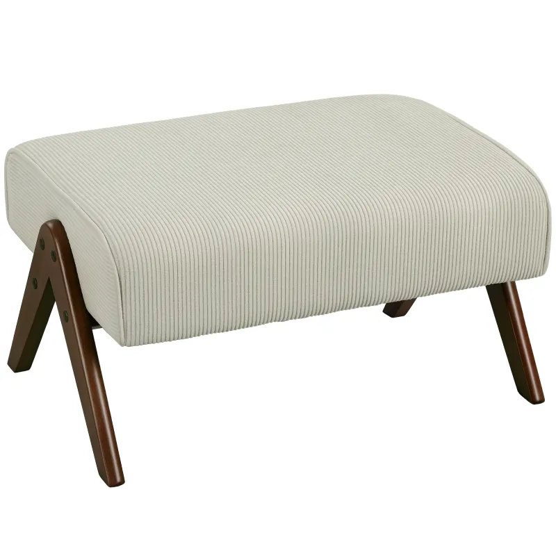 Reposapiés de Salón Taburete Bajo con Asiento Acolchado Patas de Madera para Sala de Estar Dormitorio 69x47x36 cm Beige