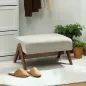 Reposapiés de Salón Taburete Bajo con Asiento Acolchado Patas de Madera para Sala de Estar Dormitorio 69x47x36 cm Beige